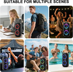 Ultimate Portable Bluetooth Speaker - Loud Stereo Sound, 12Hrs Playtime, IPX7 Waterproof, RGB Lights & Built-In Mic for Home, Garden, Party & Travel