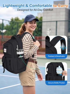 Lightweight School Backpack Womens, Cute School Bag for Teenager Girls, 15.6 Laptop Rucksack Backpack for School Casual Daypacks Travel Backpack for College Work Black 25L
