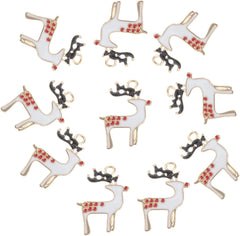 10Pcs Christmas Reindeer Charms Gold Christmas DIY Necklace Bracelet Accessories for Xmas