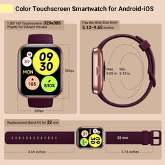 Stylish Smart Watch for Women - 1.85" HD Display, Alexa Built-In, Heart Rate & Sleep Monitor, 120 Sports Modes, Waterproof, with 2 Straps - Compatible with iPhone & Android