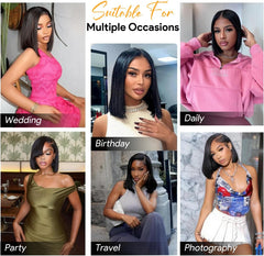 12 Inch Wear and Go Glueless Bob Wig Human Hair HD Lace Front Wigs Human Hair Wig Bone Straight Human Hair Wigs Glueless Real Brazilian Virgin Human Hair Wigs for Women