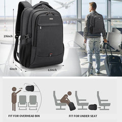 Travel Laptop Backpack, Work Bag Laptop Bag with USB Charging Port, anti Theft Business Backpack, College School Rucksack for Men and Women, Fits 17 Inch, Black