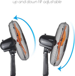 16 Inch Pedestal Fan with Oscillation, Adjustable Height, Quiet Powerful Cooling Airflow, 45W, Black & Orange