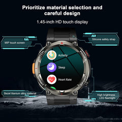 Military Smart Watch for Men Answer/Make Call,1.45" HD Fitness Watch with Flashlight,Compass,Heart Rate Spo2 Sleep, Smartwatch for Ios Android,120+ Sports,960Mah Battery,Ip68 Waterproof Step Counter