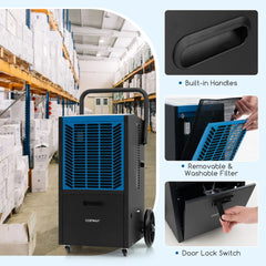 66 L/Day Industrial Dehumidifier with Pump for Basement Drying Clothes