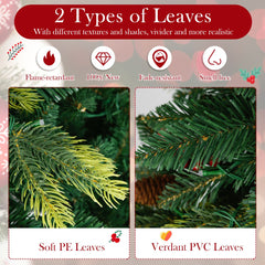 Artificial Christmas Tree Hinged Xmas Tree with Branch Tipsa and Natural Pine Cones