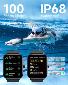 Smart Watch for Men Women Alexa Built-In, IP68 Waterproof Swimming, 1.8" Fitness Watch with Answer&Make Call/Heart Rate/Step Counter/Sleep Tracker/100 Sports, Compatible Android Ios