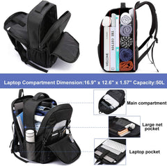 Extra Large 50L Travel Laptop Backpack,Water Resistant Work Backpack Bag with USB Charging Port,Anti Theft Big Business Backpack,College School Computer Rucksack for Men Women,Fits 17Inch Laptop-Black