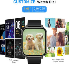 All-in-One Smart Watch & Fitness Tracker - 1.69" Touch Screen, Heart Rate & Sleep Monitor, IP68 Waterproof, Perfect for Men & Women, Compatible with iOS & Android