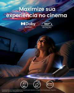 Capsule 3 1080P Mini Projector, Smart 200 Ansi-Lumen Portable Projector with Official Google TV, Built-In Netflix, Dolby Digital, 120-Inch Picture, Built-In Battery with 2.5 Hours of Playtime | 200 Ansi-Lumens, Built-In Netflix, Dolby Digital, 120-Inch Picture, Built-In Battery with 2.5 Hours of Playtime