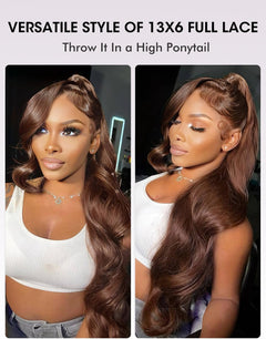 Chocolate Brown Body Wave Human Hair Wig for Black Women,13X6 HD Lace Front Wigs Human Hair Pre Plucked Natural Hairline,Brazilian Frontal Brown Glueless Colored Human Hair Wigs 20 Inch