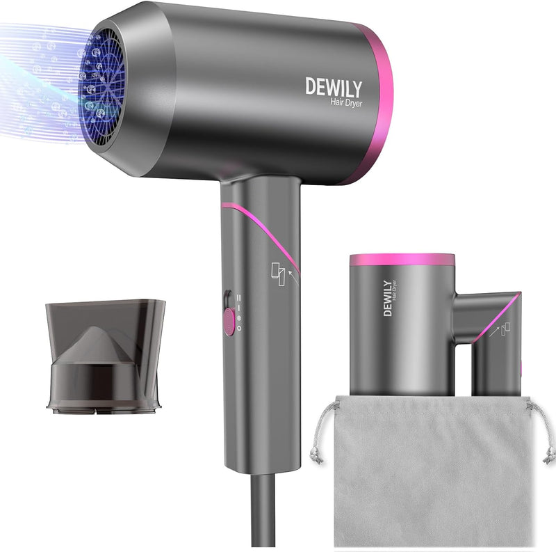 Hair Dryer Travel Hairdryers for Women Men- Powerful Foldable Ironic Hair Dryers for Curly Hair and Straight Hair，Small Blow Dryer for Women Men, Fast Drying