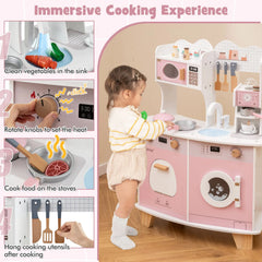 Wooden Kids Kitchen Playset with Coffee Maker for 3+ Years Old