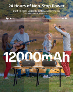 Powerful Portable Bluetooth Speakers - 200W Peak Sound, Deep Bass, Waterproof, 24H Playtime, Perfect for Parties!