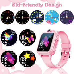 Kids Smart Watch for Boys Girls, Fashion Smartwatches for 5-12 Year Olds Children, Birthday Gift Toy for Kids, Digital Watch with 14 Puzzle Games and 90° Rotating Camera (Pink)