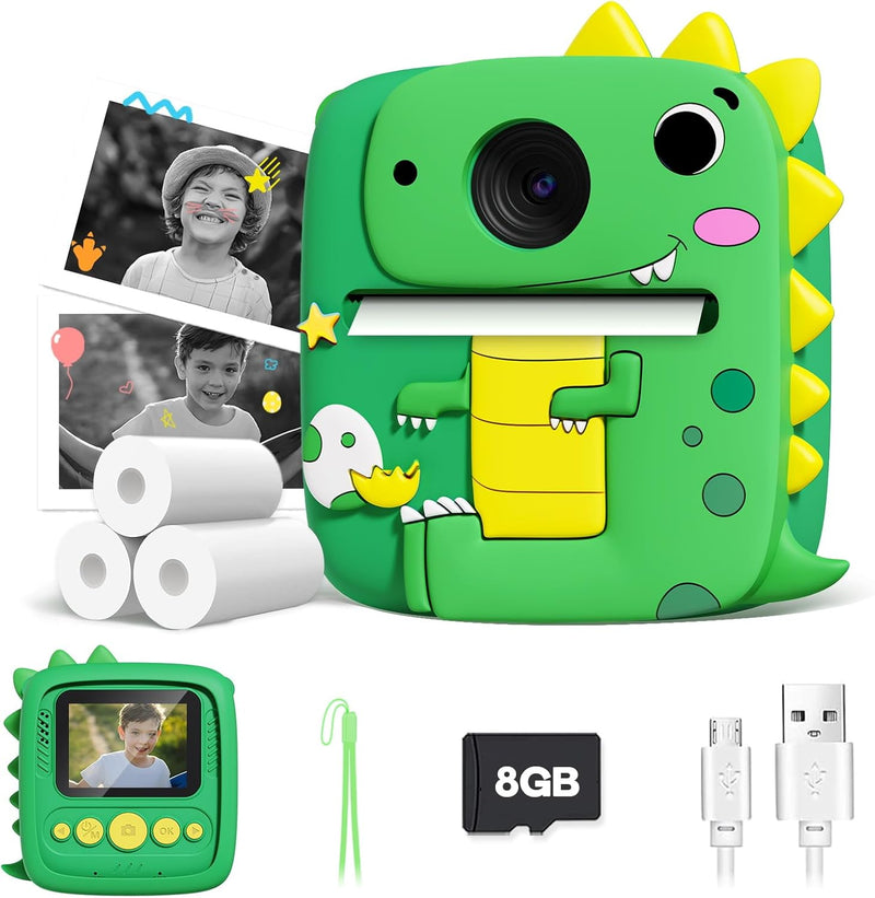 Kids Camera Instant Print, 1080P Kids Digital Camera, Girls Boys Toys Age 3-9, Christmas Birthday Gifts Toys for 3 4 5 6 7 8 9 Year Old Boys Girls (Green)