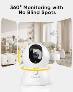 2K Surveillance Cameras for Home Security, 2-Pack Indoor Camera with Night Vision, Pet Camera Indoor with App, Motion Detection, 2-Way Audio, Cloud/Sd Card Storage, Compatible with Alexa