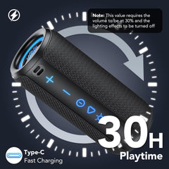 Portable Bluetooth Speaker - HD Stereo Sound, 30H Battery Life, TWS Pairing, LED Light - Perfect for Outdoor, Parties, Sports, and Travel!