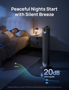 42 Inch Tower Fan, DC Motor Energy Saving Standing Fans for Bedroom, 8.5M/S High-Velocity Cooling Fans, 9 Speeds, Sleep/Auto/Natural/Normal Modes, 20Db Silent Fan, 90° Oscillating, 12H Timer
