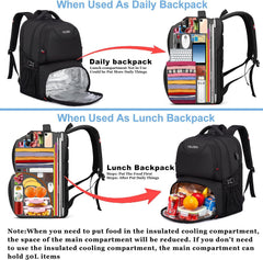 Extra Large Backpack for Men 50L,Lunch Backpack Work Bag Travel Laptop Backpack 17.3 Inch with USB Charging Port,Water Resistant Big Business Computer Rucksack for Men Women College School Black