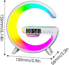 Wireless Charging G Shape Table Lamp & Atmosphere Night Light with Alarm Clock - Perfect Gift for Any Occasion!