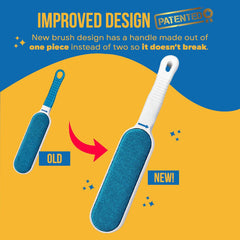 Pet Hair Remover Lint Brush with Self-Cleaning Base, Reusable Fluff Remover for Clothes, Double-Sided Fur Cleaner for Dog and Cat