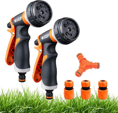 2 Pack Garden Hose Nozzle, 8 Adjustable Hose Spray Gun - High Pressure Hand Sprayer for Watering Lawn, Car Washing, Pet Bathing, Sidewalk Cleaning