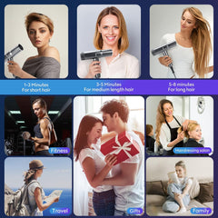 High-Speed Hair Dryer, Professional Salon Fast Drying Ionic Diffuser Hairdryer for Women and Men,  Blow Dryer with Low Noise Brushless Motor for Home, Travel and Gift(Gray)