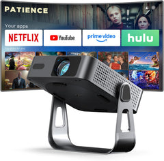 【Officially-Licensed APP & Thinnest Design】Smart Mini Projector 4K with Auto Focus & Keystone,  1000 ANSI Native 1080P Wifi 6 Bluetooth Portable Projector, Movie Projectors for Bedroom/Outdoor