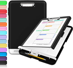 Clipboard with Storage, Clip Board 8.5 X 11 with Pen Holder, Plastic Organization Case Box for Letter Legal A4 Size Paper, Low Profile Clip, Nurses Teachers Must Haves, School & Office Supplies