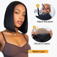 12 Inch Wear and Go Glueless Bob Wig Human Hair HD Lace Front Wigs Human Hair Wig Bone Straight Human Hair Wigs Glueless Real Brazilian Virgin Human Hair Wigs for Women