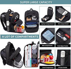 Extra Large Backpack for Men 50L,Lunch Backpack Work Bag Travel Laptop Backpack 17.3 Inch with USB Charging Port,Water Resistant Big Business Computer Rucksack for Men Women College School Black