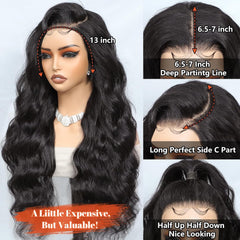 13X6 Transparent HD Lace Front Wigs Human Hair Wig Body Wave Human Hair Wig for Black Women Glueless Wigs Human Hair Pre Plucked with Baby Hair Brazilian Real Hair Lace Frontal Wig16 Inch