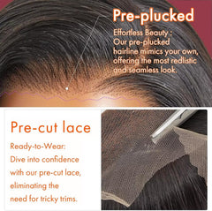 18 Inch Straight Human Hair Wig for Black Women,9X6 Lace 200% Density Glueless Wigs Human Hair Pre Plucked Pre Cut,Wear and Go Glueless Wig Lace Front Brazilian Human Hair Wigs (46Cm)