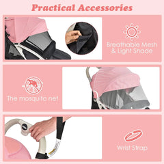Folding Pushchair with Adjustable Backrest and Footrest