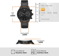 Watch for Men, Quartz 3 Sub Dial Chronograph Movement and 43Mm Case Size with Stainless Steel Strap