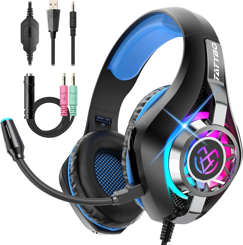 Gaming Headset for Ps5 Ps4 PC Xbox S/X Series Switch PC, Gaming Headphone with Noise Cancelling Microphone RGB Lighting