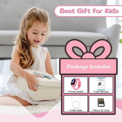 Kids Smart Watch for Boys Girls, Fashion Smartwatches for 5-12 Year Olds Children, Birthday Gift Toy for Kids, Digital Watch with 14 Puzzle Games and 90° Rotating Camera (Pink)