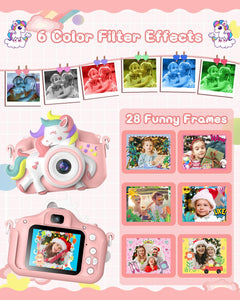 Kids Camera, 1080P HD 2.0" Digital Camera for Kids with 32GB Card, Selfie Toy, Birthday Gifts Presents for Girls Ages 3-12