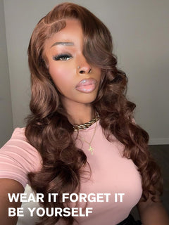 Chocolate Brown Body Wave Human Hair Wig for Black Women,13X6 HD Lace Front Wigs Human Hair Pre Plucked Natural Hairline,Brazilian Frontal Brown Glueless Colored Human Hair Wigs 20 Inch