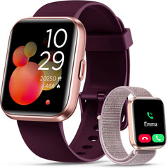 Stylish Smart Watch for Women - 1.85" HD Display, Alexa Built-In, Heart Rate & Sleep Monitor, 120 Sports Modes, Waterproof, with 2 Straps - Compatible with iPhone & Android