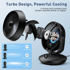 Air Circulator Desk Fan, 22 Db Quiet Fans Cooling for Bedrooms and Office, Efficient Cooling & Circulation, Powerful Airflow Table Oscillating Fan with 3 Speed, 90° Adjustable Tilt, 70° Wide-Angle