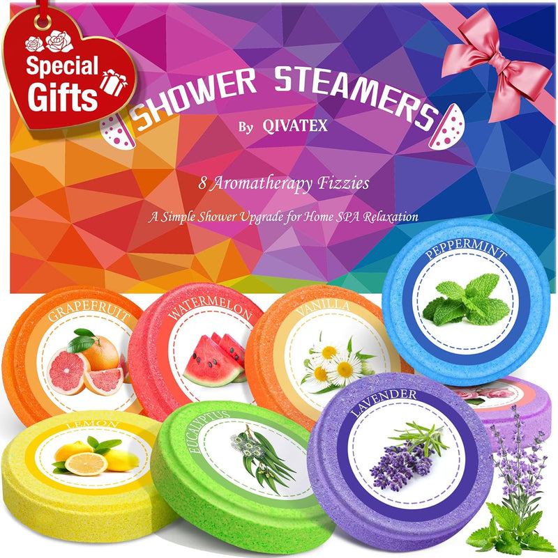 Aromatherapy Shower Steamers Gift Set for Women - Perfect Birthday & Christmas Stocking Fillers - 8 Scents for Spa & Stress Relief - Ideal for Mum, Nanny, Girls & Teens