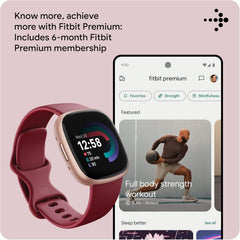 Versa 4 Fitness Smartwatch - GPS, 6-Day Battery Life, IOS & Android Compatible, Stylish Beet Juice/Copper Rose Design