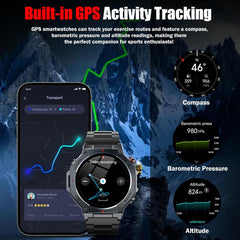 Advanced GPS Smart Watch for Men - 1.43" AMOLED Military Fitness Tracker with 5ATM Waterproof, 130+ Sports Modes, Heart Rate/Sleep/Spo2 Monitoring, Bluetooth Calling - Perfect for Outdoor Fitness on Android & iOS