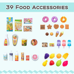 Kids Supermarket Shopping Set with Shopping Cart and Cash Register
