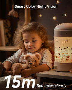 Dual-Lens 2K+2K Indoor Security Camera, House Security Camera 360°Full Coverage, Pet Baby Camera with APP, Color Night Vision, Human/Pet/Sound/Motion Detection, Siren Spotlight, 2.4Ghz Only