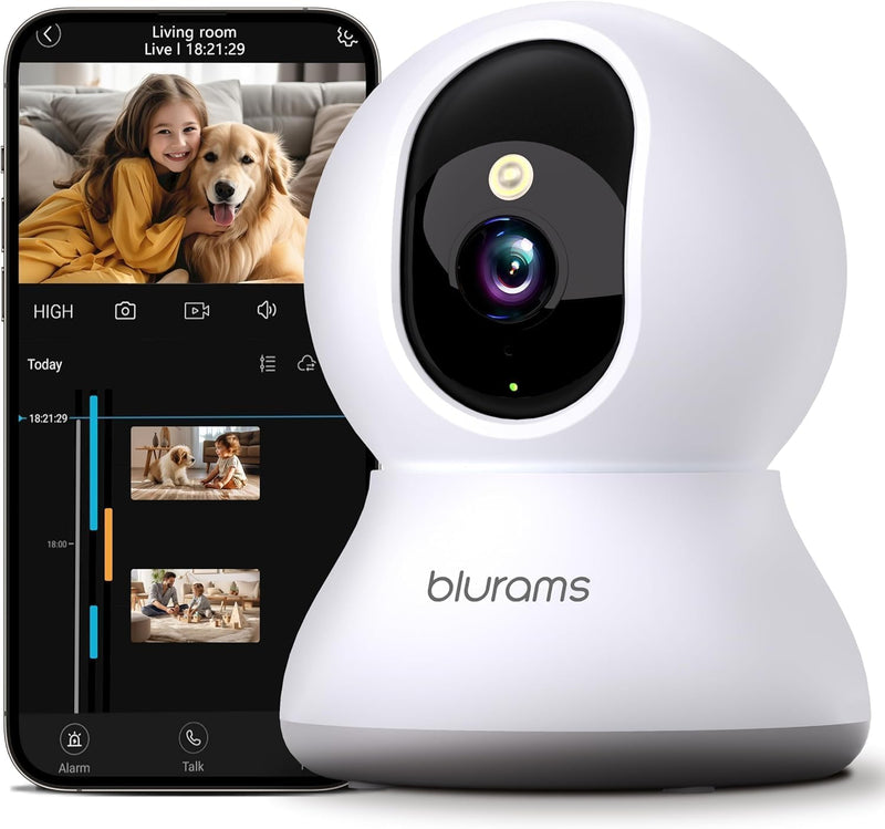 Pet Camera 2K, Indoor Cameras, Dog Camera, 360° Home Security Cameras, Color Night Vision, Motion Tracking, 2-Way Talk, Cloud&Sd, APP Control, Works with Alexa