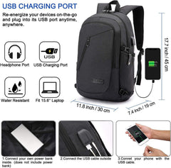 Anti-Theft Laptop Backpack,Business Travel Backpack Bag with USB Charging Port Lock,Water Resistant College School Computer Rucksack Work Backpack for Mens Womens Fits 15.6 Inch Laptop-Black