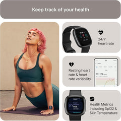 Versa 4 Smartwatch - GPS, 6-Day Battery Life, Compatible with iOS & Android, Black/Graphite Aluminium